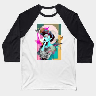 Bird Woman Collage Baseball T-Shirt